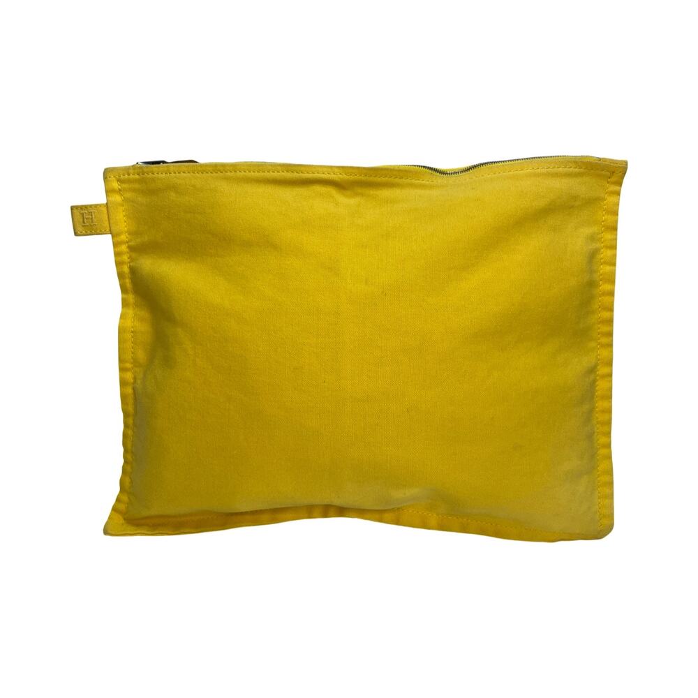 Hermès Bora Bora GM Pouch Yellow Canvas Travel Clutch Authentic Large Size